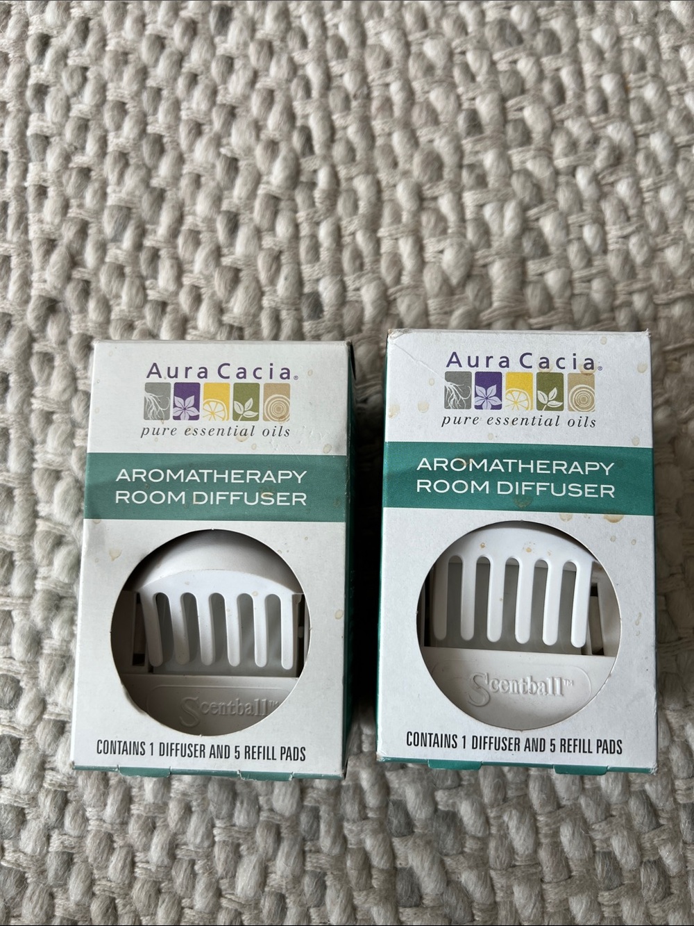 Lot of 2 Aura Cacia Essential Oil Diffuser Aromatherapy NEW.
